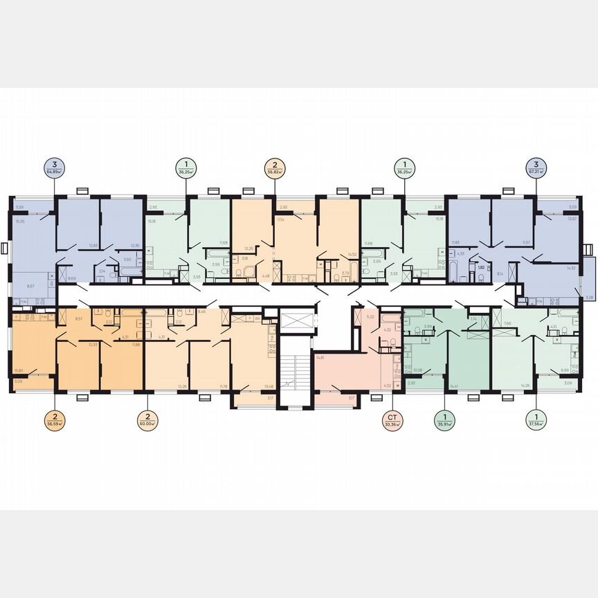 2-к. квартира, 61,7 м², 4/9 эт.