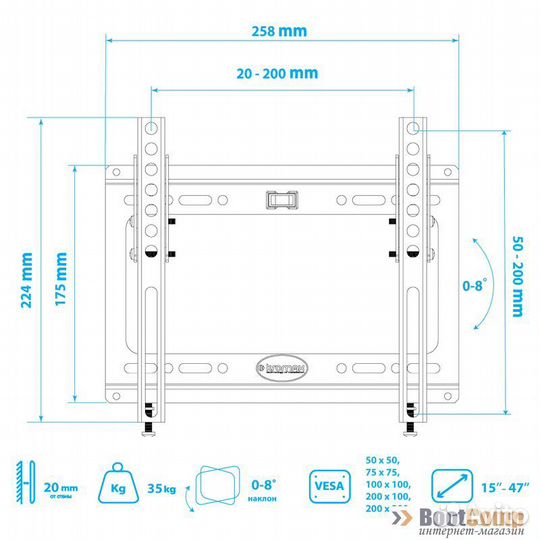 Крепление настенное для TV Kromax Ideal-6 White