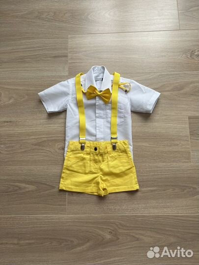 Шорты, рубашка белая, подтяжки+бабочка 92 размер