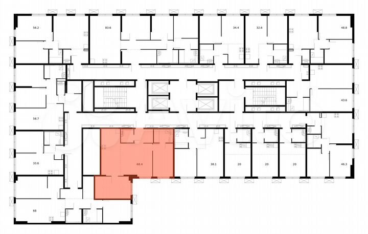3-к. квартира, 68,4 м², 16/33 эт.