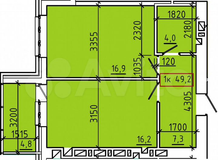 1-к. квартира, 49,2 м², 9/9 эт.