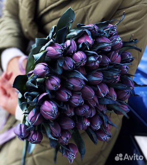 Тюльпаны Синие букеты цветы доставка 24/7