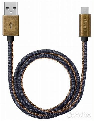Кабель Deppa Jeans USB - microUSB, синий (RU)