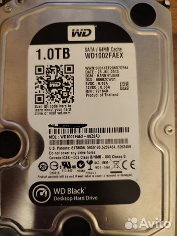 Жесткий диск HDD WD Black 1 TB SATA WD1002faex