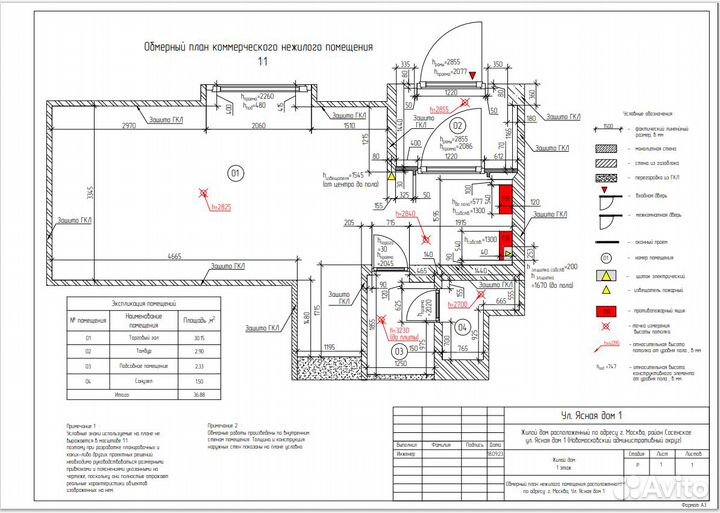 Обмер (замер) помещения/квартир/домов из