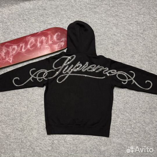 Supreme Rhinestone Script Hooded Оригинал