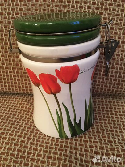 Посуда Банка для хранения керамика 1л с клипсой