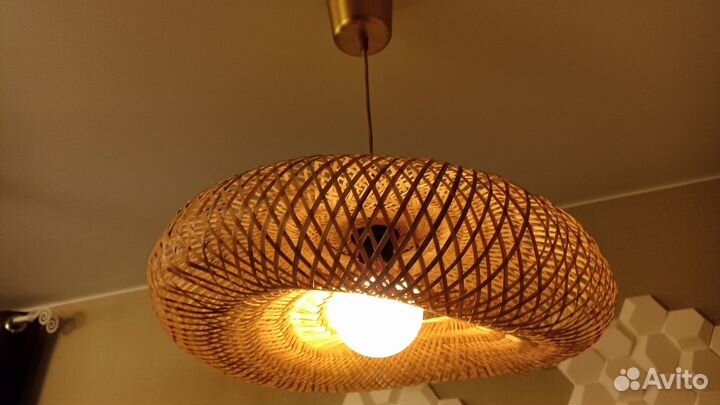 Люстра с абажуром плетеная 50см