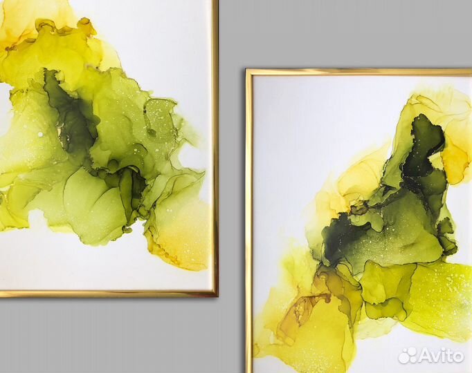 Картина диптих алкогольные чернила