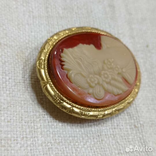 Брошь винтажная Камея (Ч, Б07)