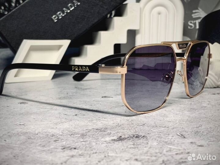 Очки Prada aviator золотые