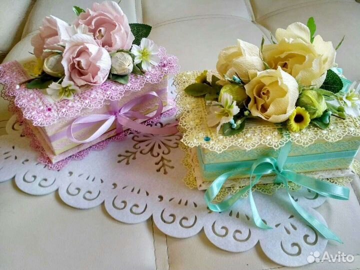 Коробочки шкатулки с цветами из конфет
