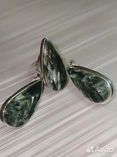 Серафинит, серебряный комплект