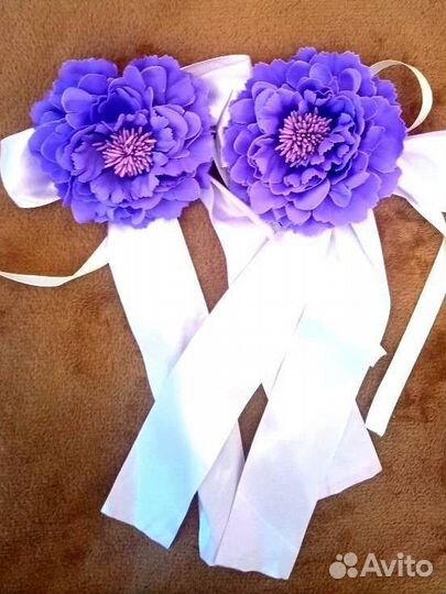 Свадебное украшение на машину (сиреневое)