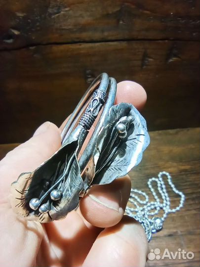 Подвес Рыбы. Браслет цветы. Тибетское серебро