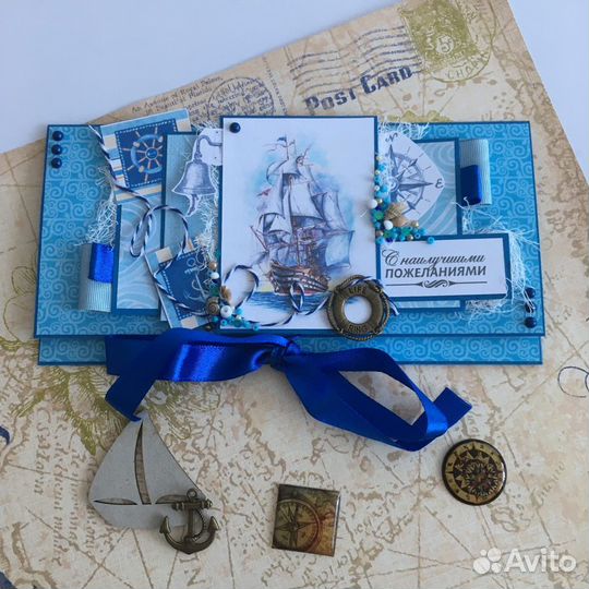 Мужской конверт для денег ручной работы