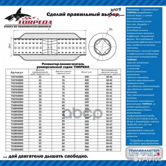 Резонатор-пламегаситель универсальный torpeda 4