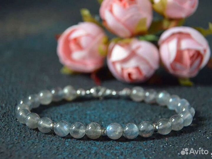 Браслет серебро лабрадорит натуральный камень