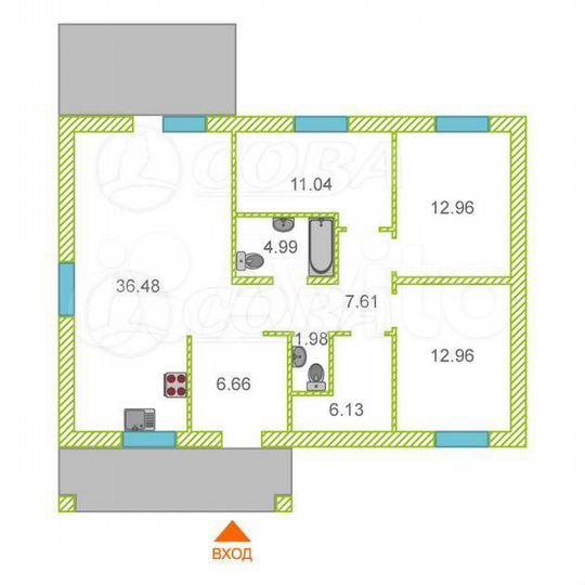 Дом 100 м² на участке 7,5 сот.