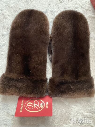 Варежки норковые новые