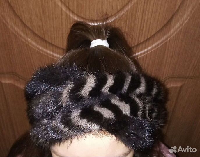 Повязка - чалма на голову норковая