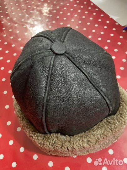 Шапка зимняя, натуральный мех, кожа