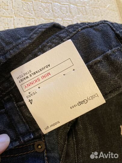 Джинсы 2 шт zara (новые) и gap на девочку 104 см