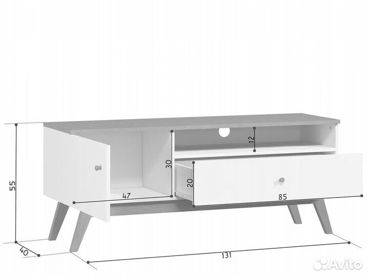 Тумба Хеда (Heda) RTV1D1S белый,лиственница сибирс
