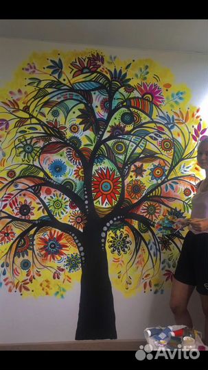 Роспись стен, ворот, предметов картины на заказ