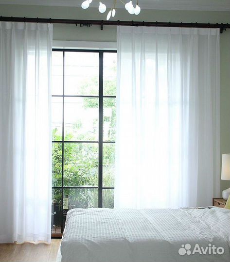Шторы льняные, тюль