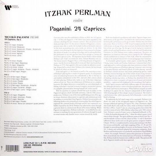 Виниловая пластинка Itzhak Perlman — paganini: 24