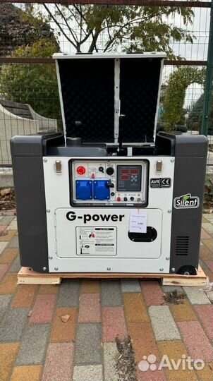 Дизельный генератор 10 кВт g-power однофазный 1100