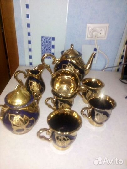 Чайный сервиз золотая роза