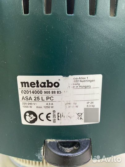 Пылесос Metabo ASA 25 L PC (c20)