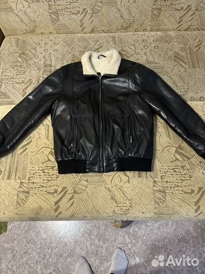 Куртка кожаная мужская зимняя с мехом
