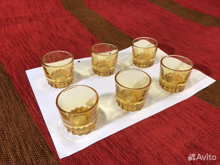 Стопки цветное стекло СССР 6 штук