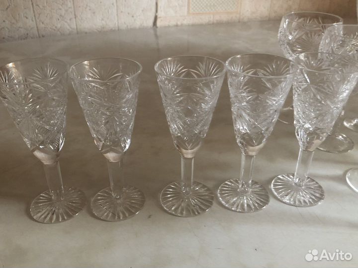 Фужеры и рюмки хрустальные