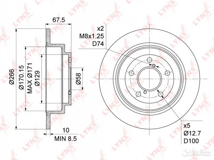 Диск тормозной зад BN1126 lynxauto