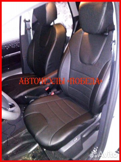 Чехлы Renault Kaptur из экокожи чёрные Классика