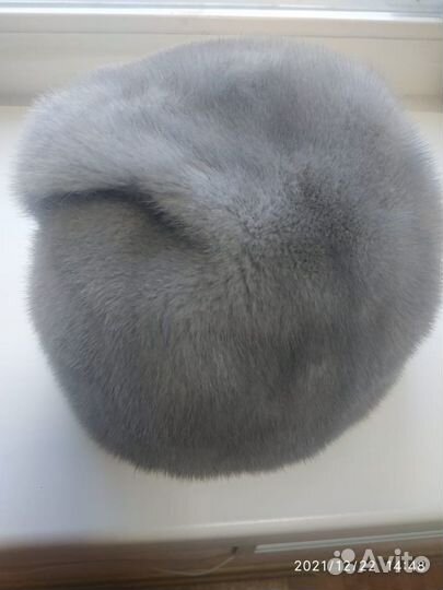 Шапка зимняя норка голубая