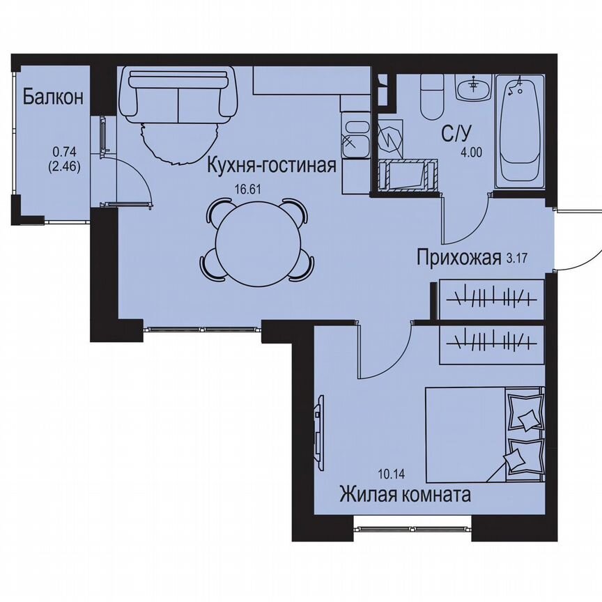 1-к. квартира, 34,7 м², 2/9 эт.