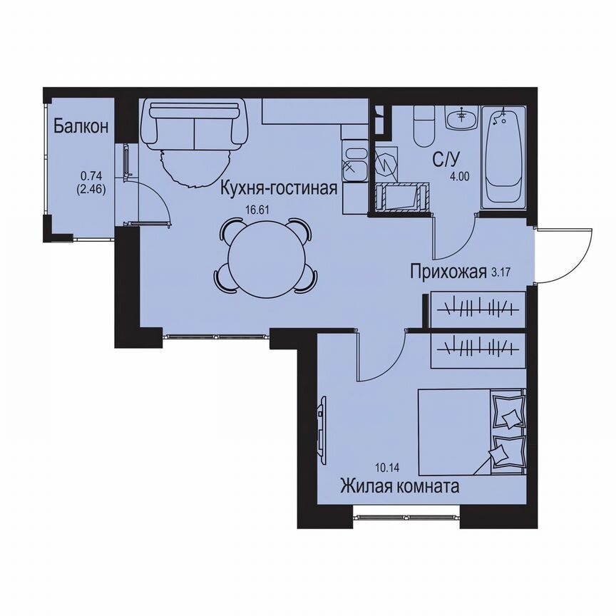 1-к. квартира, 34,7 м², 2/9 эт.