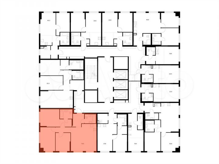 3-к. квартира, 76,9 м², 22/24 эт.