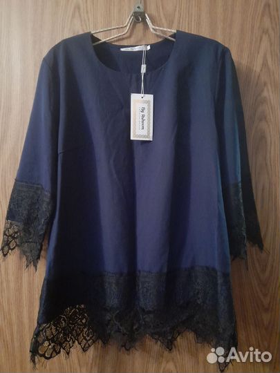 Блуза с кружевом размер 50