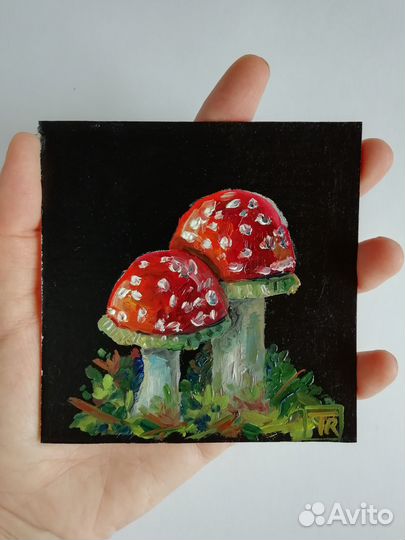 Картины маслом грибы мухоморы разные
