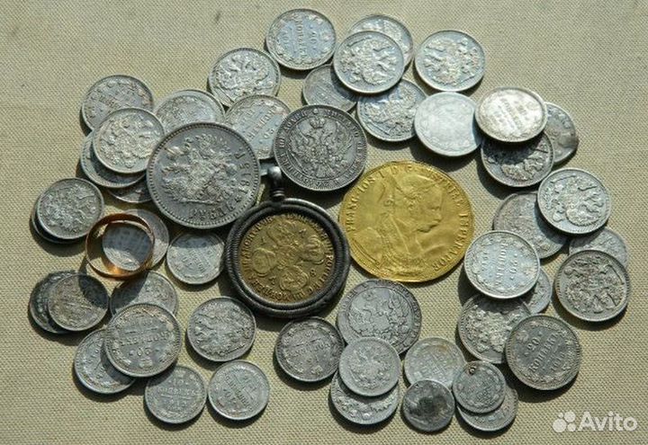 Кладовые монеты России, пятаки и рубли