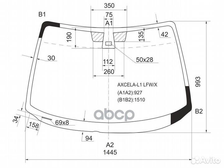 Стекло лобовое (Датчик дождя) Mazda 3 03-09