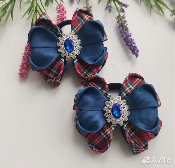 Бант, заколка, резинка. Бант для 23 школы. Клетка