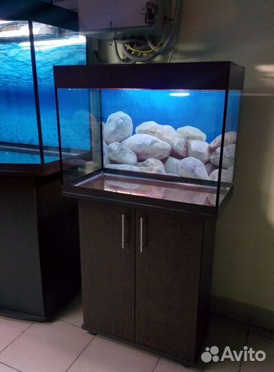 Аквариум 80, новый. свет, крышка, фон, тумба