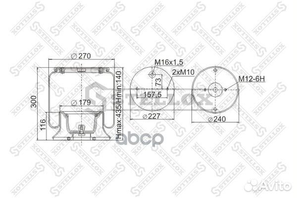 90-62511-SX пневмопод. со стак.подв ось 2отв.M